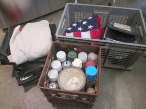 lot 350 image: Lot of misc spray cans, throw tarp, etc