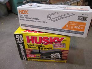 lot 218 image: Open box 3mil Husky contractor clean up bags