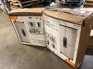 lot 17 image: Lot of HDX Plastic Freestanding Garage Cabinets various models and conditions Customer Returns See Pictures