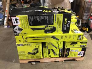 lot 5 image: Pallet of Ryobi Lawn Care Items  Various Models and Conditions  Customer Returns See Pictures