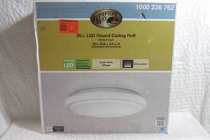 lot 149 image: Hampton Bay 20 in. White Round LED Flush Mount Ceiling Light 2200 Lumens 4000K Bright White Dimmable Bedroom Basement Garage