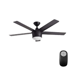 lot 9 image: Merwry 52 in. Integrated LED Indoor Matte Black Ceiling Fan with Light Kit and Remote Control
