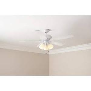 lot 10 image: Hampton Bay Rockport 52 in. Indoor LED Matte White Ceiling Fan with Light Kit, Downrod, Reversible Blades and Reversible Motor