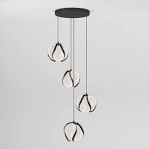 lot 19 image: Artika Vivaldi 25-Watt 4 Light Black Modern 5 CCT Integrated LED Pendant Light Fixture for Dining Room or Kitchen