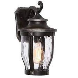 lot 49 image: Home Decorators Collection McCarthy 14.88 in. 1-Light Bronze Outdoor Wall Lantern Sconce