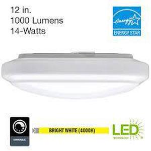 lot 161 image: Commercial Electric 12 in. 14-Watt Square LED Flush Mount Ceiling Light 1000 Lumens 4000K Bright White Dimmable