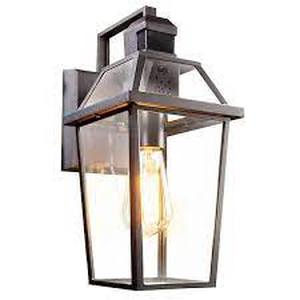 lot 162 image: Secure360 Wi-Fi Connected Black Wired Voice Activated Motion Sensing Outdoor Sconce