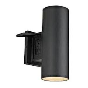 lot 163 image: Home Decorators Collection Turrill 13.39 in. Matte Black Outdoor Wall Cylinder Light Up Down