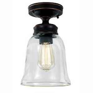 lot 180 image: Hampton Bay Matilda 7 in. 1-Light Oil Rubbed Bronze Semi-Flush Mount Ceiling Light Fixture with Bell Shaped Clear Glass Shade
