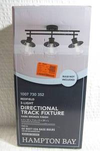 lot 167 image: Hampton Bay 3-Light Directional Track Fixture-Dark Bronze Finish