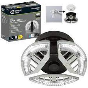 lot 171 image: Commercial Electric 7 in. Spin Light 3 Adjustable Heads 3500 Lumens LED Flush Mount Garage Light and Basement - Screws into Lampholder