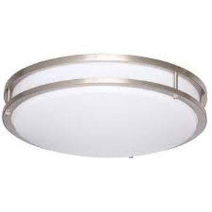 lot 57 image: Hampton Bay 16 in. Modern Brushed Nickel Dimmable LED Integrated Flush Mount with Frosted Shade for Kitchen