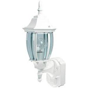 lot 65 image: Hampton Bay Alexandria 17.3 in. White Farmhouse 180-Degree Motion Sensor Outdoor 1-Light Wall Sconce