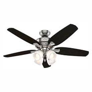 lot 69 image: Hunter Channing 52 in. Indoor LED Brushed Nickel Ceiling Fan with Light