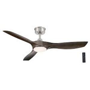 lot 72 image: Home Decorators Collection Marlon 52 in. Integrated LED Indoor Brushed Nickel Ceiling Fan with Java Oak Blades and Remote Control