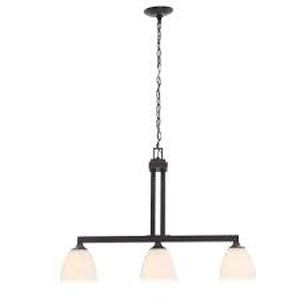 lot 76 image: Hampton Bay Mattock 3-Light Oil Rubbed Bronze Kitchen Island Light with Glass Shades