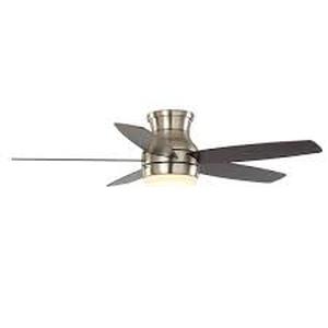 lot 79 image: Home Decorators Collection Ashby Park 52 in. White Color Changing Integrated LED Brushed Nickel Ceiling Fan with Light Kit and Remote Control