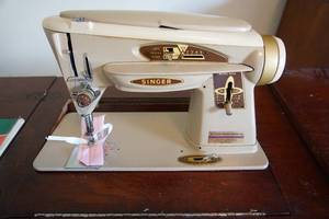 Vintage Singer Slant-O-Matic 503 Special Sewing Machine in Original Storage Cabinet