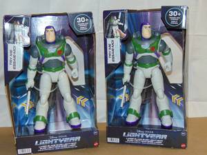 lot 43 image: 2 Pack LASERBLADE BUZZ LIGHTEAR 12 Lights Sounds TOY STORY Disney Pixar Mattel