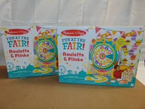 lot 50 image: 2 Pack Melissa & Doug Fun at the Fair Wooden Double-Sided Roulette & Plinko Games 000772922975