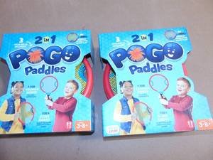 lot 90 image: 2 Pack Chuckle & Roar 2-in-1 Pogo Paddles 079346628124