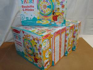 lot 159 image: 6 Pack Melissa & Doug Fun at the Fair Wooden Double-Sided Roulette & Plinko Games 000772922975
