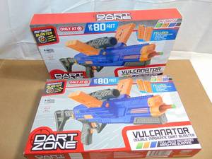 lot 160 image: 2 Pack Dart Zone Motorized Vulcanator Double Magazine Dart Blaster 729747624903