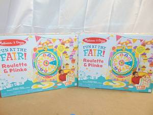 lot 73 image: 2 Pack Melissa & Doug Fun at the Fair Wooden Double-Sided Roulette & Plinko Games 000772922975