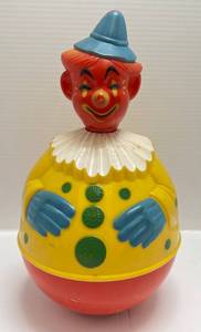 lot 33 image: Vintage Roly Poly Tumbling Plastic Clown Toy