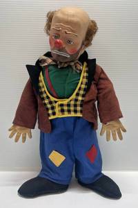 lot 99 image: 1950s Rubber Face Emmett Kellys  Willie The Clown Hobo Doll 19
