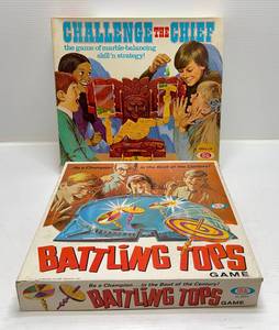 lot 246 image: 1968 Ideal Brand Battling Tops (NIB) & 1973 Ideal Brand Challenge The Chief Marble Balancing Strategy Game (Marbles Not Included)(Lightly Used)