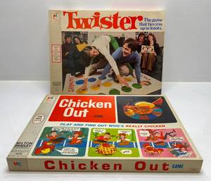 lot 247 image: 1960s-70s Milton Bradley Games Including 1966 Chicken Out (NIB) & 1974