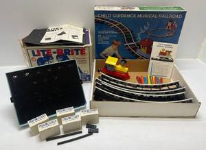 lot 140 image: 1967 Hasbro Lite-Brite & 1970s Child Guidance Toys Musical Railroad Both In Original Boxes