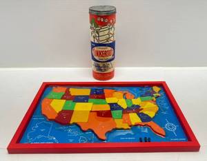 lot 148 image: 1960s-70s Transogram Magnetic United States Map & 1950s Tinkertoy In Original Pack