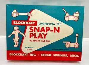 lot 163 image: 1950s-60s Blockcraft Construction Set Snp-N-Play In Original Box (Barely Used)