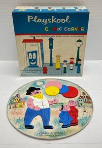 lot 174 image: 1960s Playskool Comic Corner In Original Box & Teach-A-Tot Toy Magnetic Balloon Man Puzzle
