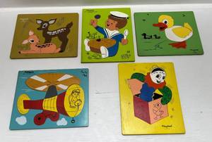 lot 178 image: 1950s-60s Playskool Wooden Puzzles (VERY CLEAN)
