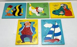 lot 179 image: 1950s-60s Playskool Wooden Puzzles (VERY CLEAN)