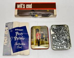 lot 180 image: 1940s Gilbert Party Puzzles & 1971 Wits End Disentanglement Puzzle