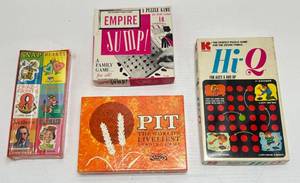 lot 203 image: 1960s Whitmans Treasure Kit (Never Opened), 1960s Empire Jump Family Game, 1960s Pit Game NIB, 1970 Hi-Q