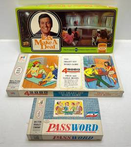 lot 209 image: 1962 Milton Bradley Password Game, 1967 Milton Bradley 4Cyte Smart Set Word Game (NIB) & 1974 Ideal Brand Lets Make A Deal