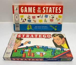lot 220 image: 1960 Milton Bradley  Game Of The States Complete (Lightly Used) & 1970 Milton Bradley Stratego Board Game Complete (Lightly Used)