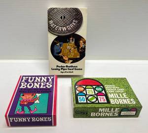 lot 232 image: 1960s-70s Parker Brothers Games Including Waterworks, Mille Bornes & Funny Bones (Lightly Used)