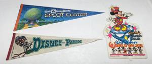 lot 279 image: Misc. Vintage Walt Disney Pennants (Date Written On Bottom)