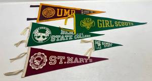 lot 297 image: Misc. 70s College Pennants & More (Date Written On Bottom)