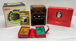 lot 303 image: Vintage Card Games & Battery Operated Card Shuffler (WORKS)