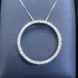 1.50ct Endless Diamond Eternity Circle Floating Pendant in 14k White Gold $4,750 Retail VIDEO