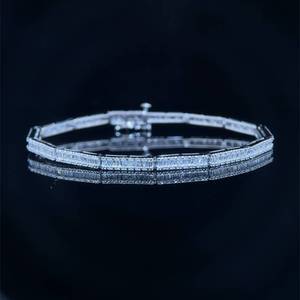 1.70 Carat Diamond Baguette & Round Brilliant Bar Link Tennis Bracelet $5,800 Retail