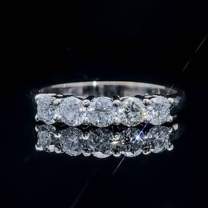 .80 Carat Diamond 5-Stone Round Brilliant Cut Anniversary Ring or Wedding Bridal Stack Ring in 14k White Gold $3,300 Retail VIDEO
