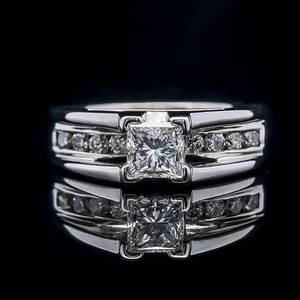 1.00 Carat Diamond Princess Cut River Channel Cathederal Engagment Ring in 14k White Gold - Appraisal Valuation $5523 VIDEO